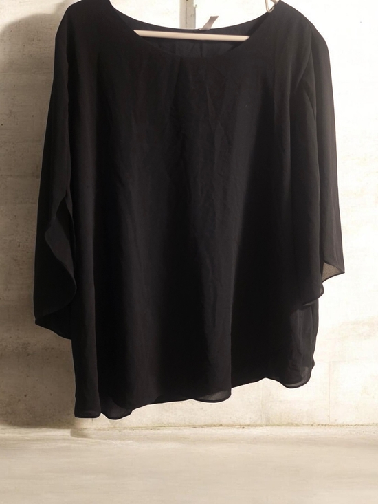 neineiwu Tops - Neineiwu Flowy Black Chaffon  Sheer Blouse With Under Slip 2XL